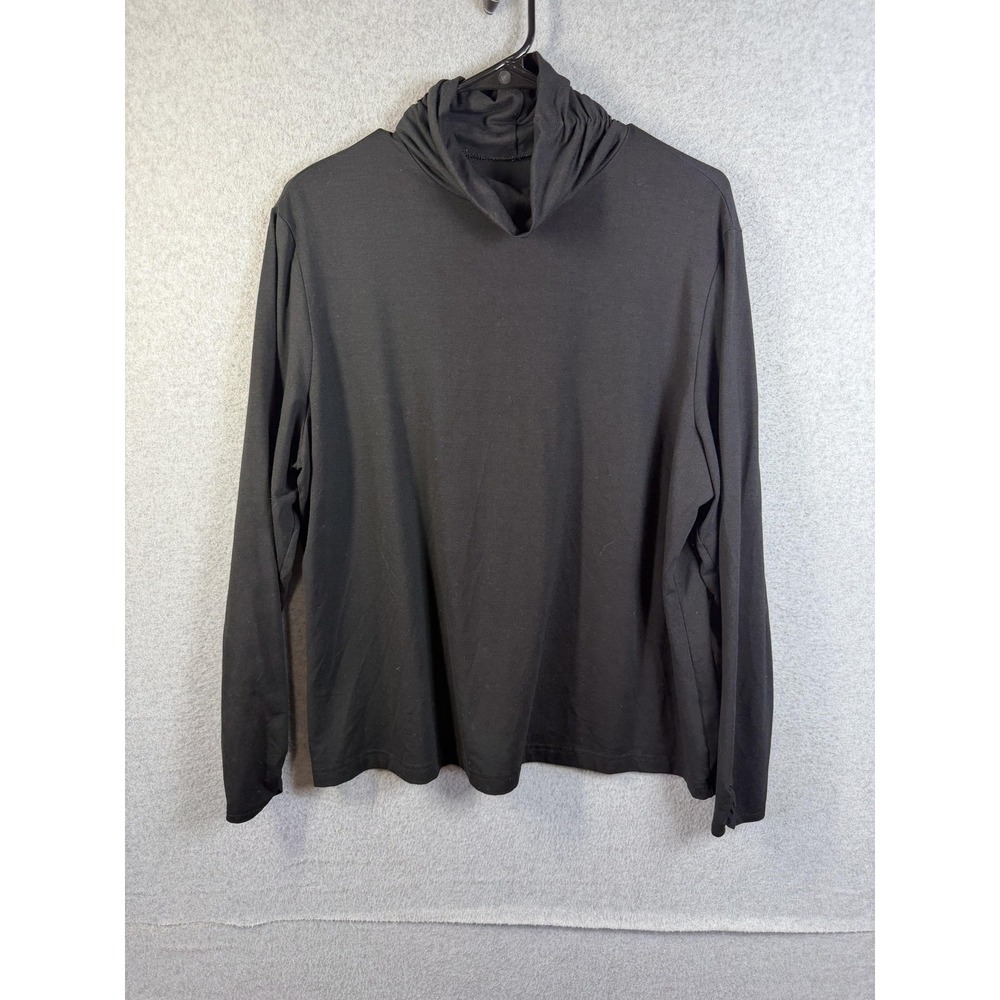 Weekenders Blouse Womens XL Black Cowl Neck Long Sleeve Stretch Jersey Top
